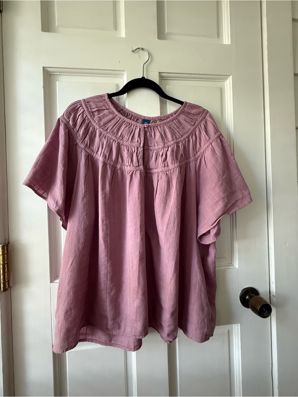 Relaxed Rose Short-Sleeve Tunic Top